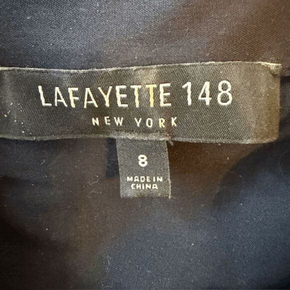 Lafayette 148 New York Women's 1/2 Button Shirt Dress Black Size‎ 8 - Picture 3 of 6